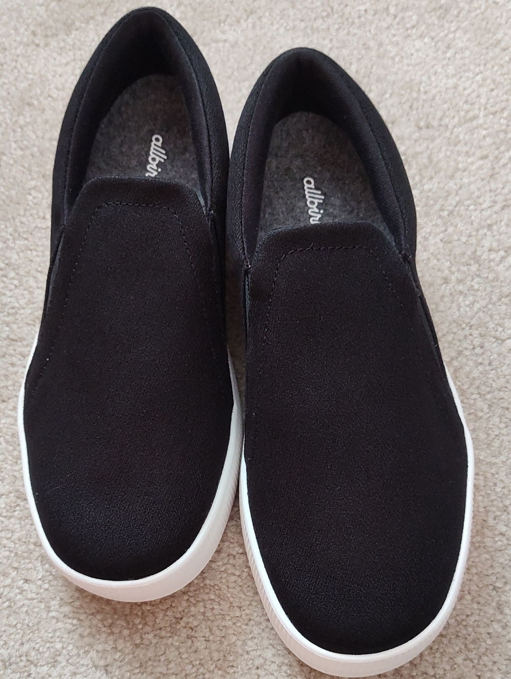 allbirds Men’s Black Slip-On Loafers with White Sole